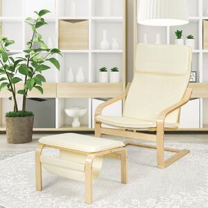 Costway Wooden Lounge Chair with Footstool and Removable Cushion-White