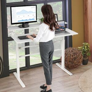 Costway 2-Tier Height Adjustable Standing Desk with Crank Handle-White