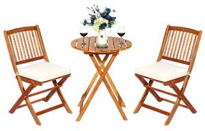 Costway Costway 3 Piece Folding Bistro Set with Cushions for Patio-Beige
