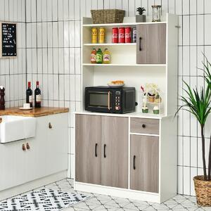 Costway Costway tall Kitchen Cupboard with Adjustable Shelves and drawers-White