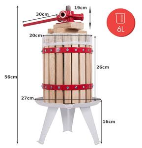 Costway Costway Wooden Fruit Wine Press with Straining Bag and Steel Legs