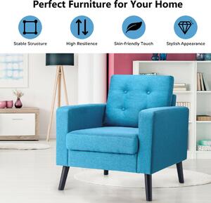 Costway Costway Modern Upholstered Accent Sofa Chair for Living Room-Blue