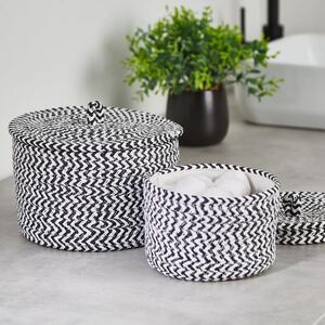 Set of 2 Paper Black Woven Storage Baskets Black/White