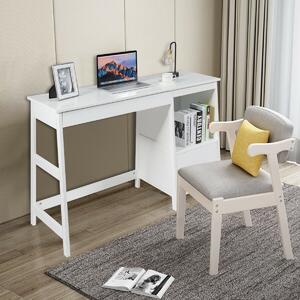 Costway Costway Wooden Laptop Table with Drawers and Shelf-White