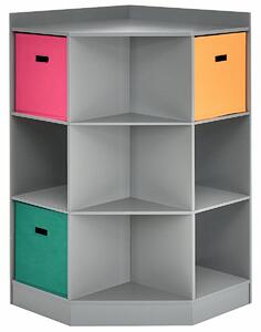 Costway 3-Tier Kids Storage Cabinet with Large Baskets for Play Room-Grey