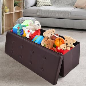 Costway Folding Storage Ottoman Bench with Lid for Living Room-Brown