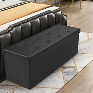 Costway Folding Storage Ottoman Bench with Lid for Living Room-Black