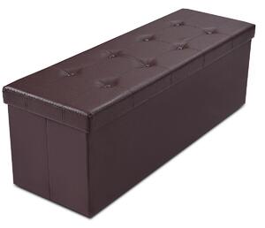 Folding Storage Ottoman Bench with Lid for Living Room-Brown