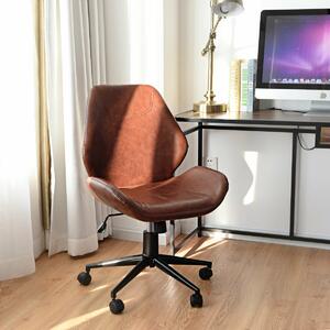 Costway PU Leather Office Chair with Wheels and Padded