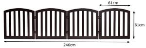 Costway 4-Panel Wooden Dog Gate with Anti-Scratch Pads for Doorway-Brown