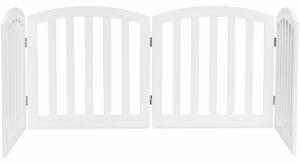 Costway 4-Panel Wooden Dog Gate with Anti-Scratch Pads for Doorway-White