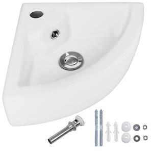 Costway Bathroom Corner Ceramic Vessel Sink with Pop-up Drain