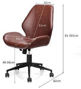 Costway PU Leather Office Chair with Wheels and Padded