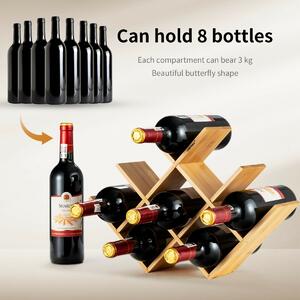 Costway 8-Bottle Bamboo Wine Rack with Odorless Painting for Home and Bar