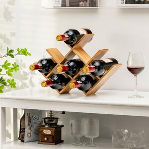 Costway 8-Bottle Bamboo Wine Rack with Odorless Painting for Home and Bar