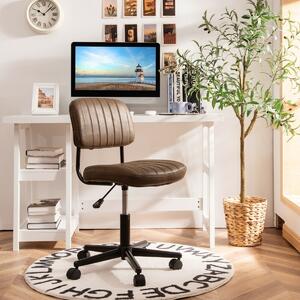 Costway Adjustable Ergonomic Leisure Chair with PU Leather -Brown