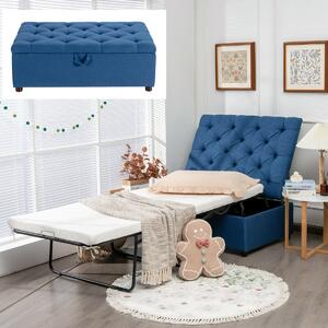 Costway 2-in-1 Convertible Sofa Bed with Mattress for Home and Office-Blue