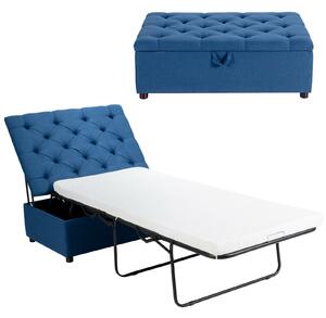 Costway 2-in-1 Convertible Sofa Bed with Mattress for Home and Office-Blue