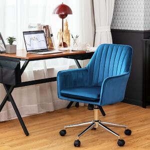 Costway Adjustable Velvet Leisure Chair with 4 Universal Wheels for Daily-Blue