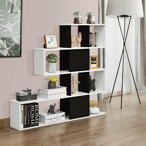 Costway 5-Tier Display and Storage Bookshelf for Home and Office-Black and White