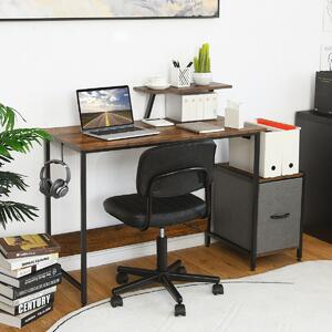 Costway Industrial Computer Desk with Side Storage Drawer and Monitor Stand