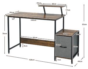 Costway Industrial Computer Desk with Side Storage Drawer and Monitor Stand
