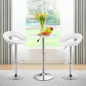 Costway Set of 2 Modern Height Stool with PU Leather for Kitchen Bar and Dining -White