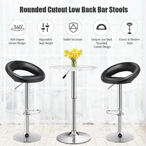 Costway Set of 2 Modern Height Stool with PU Leather for Kitchen Bar and Dining -Black