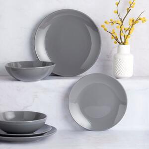 Stoneware Gloss 12 Piece Charcoal Dinner Set Charcoal (Grey)