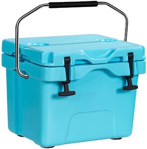 Costway Heavy Duty Portable Ice Chest with Cup Holders for Camping Travel -Blue