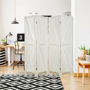 Costway 4 Panel Folding Room Divider with V-Shaped Pattern-White