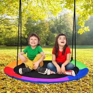 Costway Reversible Kids Flying Saucer Tree Swing with Length Adjustable Rope-Blue