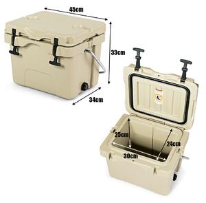 Costway Heavy Duty Portable Ice Chest with Cup Holders for Camping Travel -Coffee
