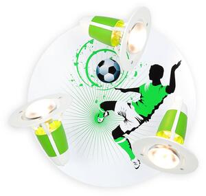 Elobra Soccer ceiling light, 3-bulb, green and white