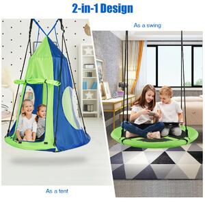 Costway 2-in-1 Kids Nest Swing with Detachable Play Tent-Green