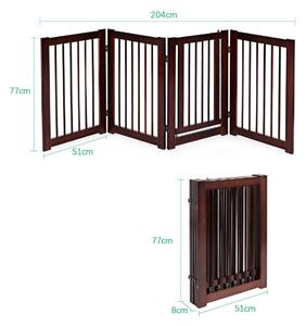 Costway 4 Panels Folding Pet Gate with Lockable Door and 360° Hinges