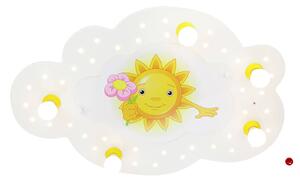 Sun with Flower ceiling lamp, five-bulb, white
