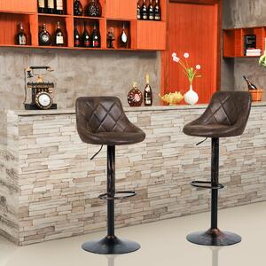 Costway Set of 2 Adjustable Swivel PU Leather Pub Chair with Backrest