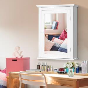 Costway Wall Mounted Storage Cabinet with Mirror for Bathroom and Medicine-White