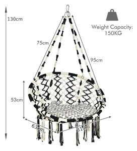 Costway Cotton Weave Relax Hammock Chair with Soft Cushion and Fringes