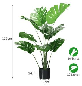Costway 2 Packs 120cm Fake Monstera Delicious Plant with Cement Pot