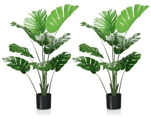 2 Packs 120cm Fake Monstera Delicious Plant with Cement Pot