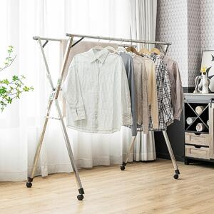 Costway Folding Clothes Drying Rack with Wheels for Indoor and Outdoor