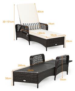Costway Rattan Sun Lounger with Removable Cushion and Pillow for Outdoor
