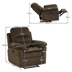 Costway Recliner Armchair with Reclining Function and Adjustable Leg Rest-Brown
