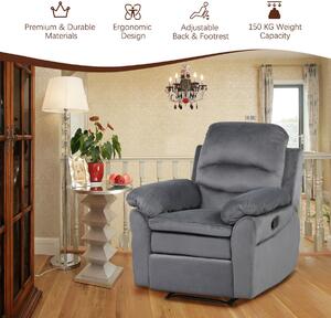 Costway Recliner Armchair with Reclining Function and Adjustable Leg Rest-Grey