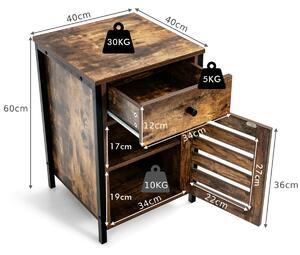 Costway Industrial Storage Sofa End Table With Drawer for Bedroom
