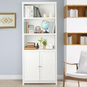 Costway Wooden Tall Bookcase with 3-Tier Storage Cabinet-White
