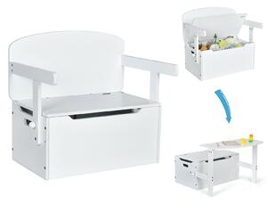 Costway 3-in-1 Kids Table and Chair Set with Toy Storage Box-White