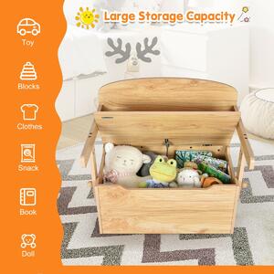 Costway 3-in-1 Kids Table and Chair Set with Toy Storage Box-Natural